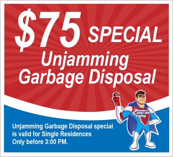 75 Dollar Special Unjamming Garbage Disposal Coupon - Only Before 3 A.M.